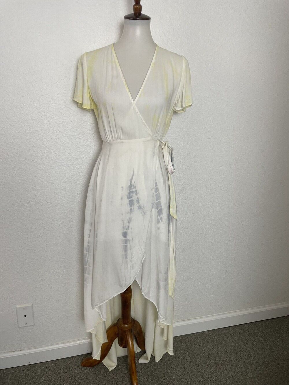 Aakaa Wrap Dress Midi Asymmetric Tie Dye Flowy Boho Summer